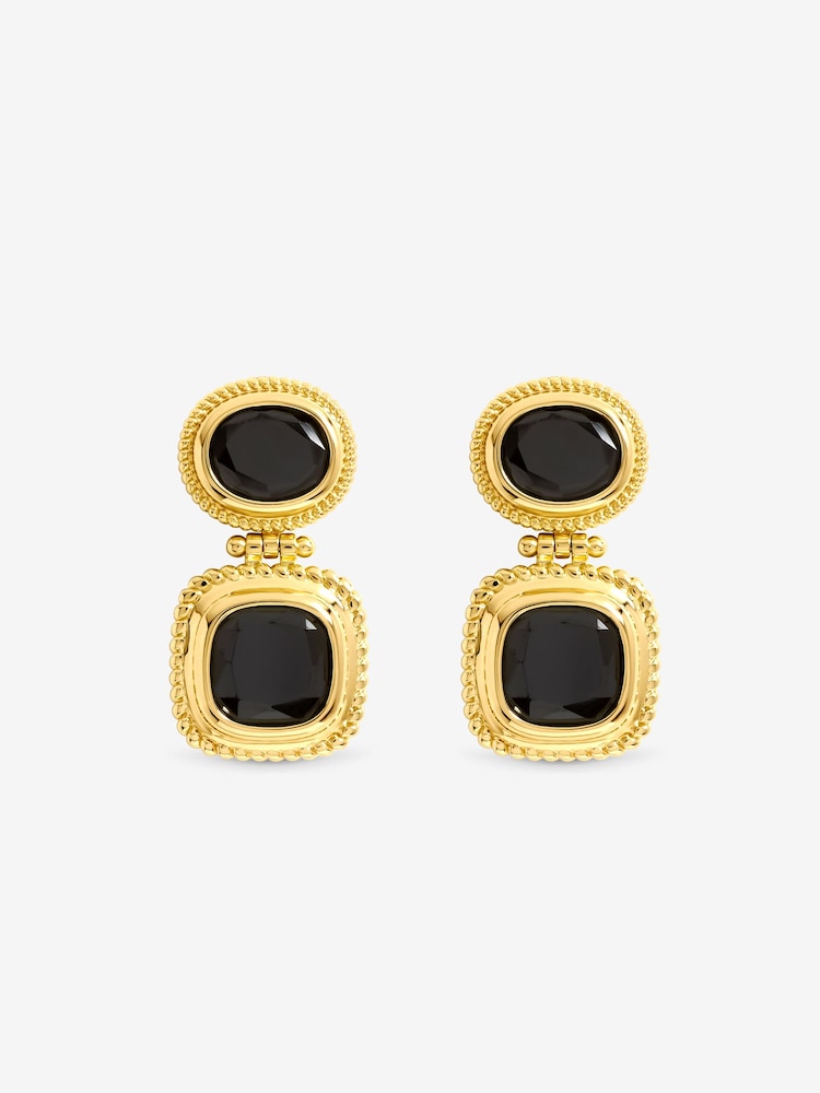 Jon Richard Gold Plated And Jet Stone Drop Earrings - Image 3 of 3