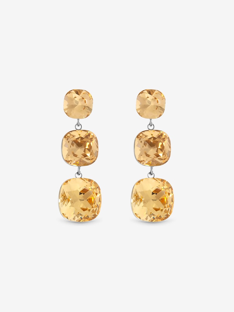 Jon Richard Gold Tone Plated Champagne Multi Stone Drop Earrings - Image 3 of 3 Jon Richard Gold Tone Plated Champagne Multi Stone Drop Earrings - Image 3 of 3