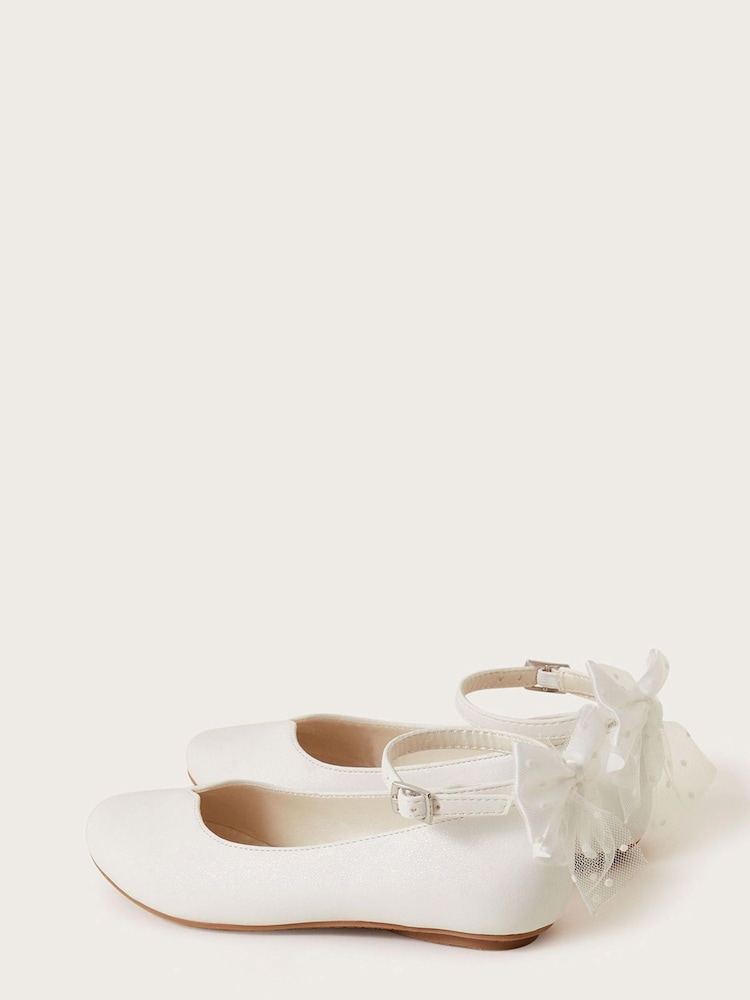 Monsoon White Spot Bow Communion Ballet Flats - Image 2 of 3