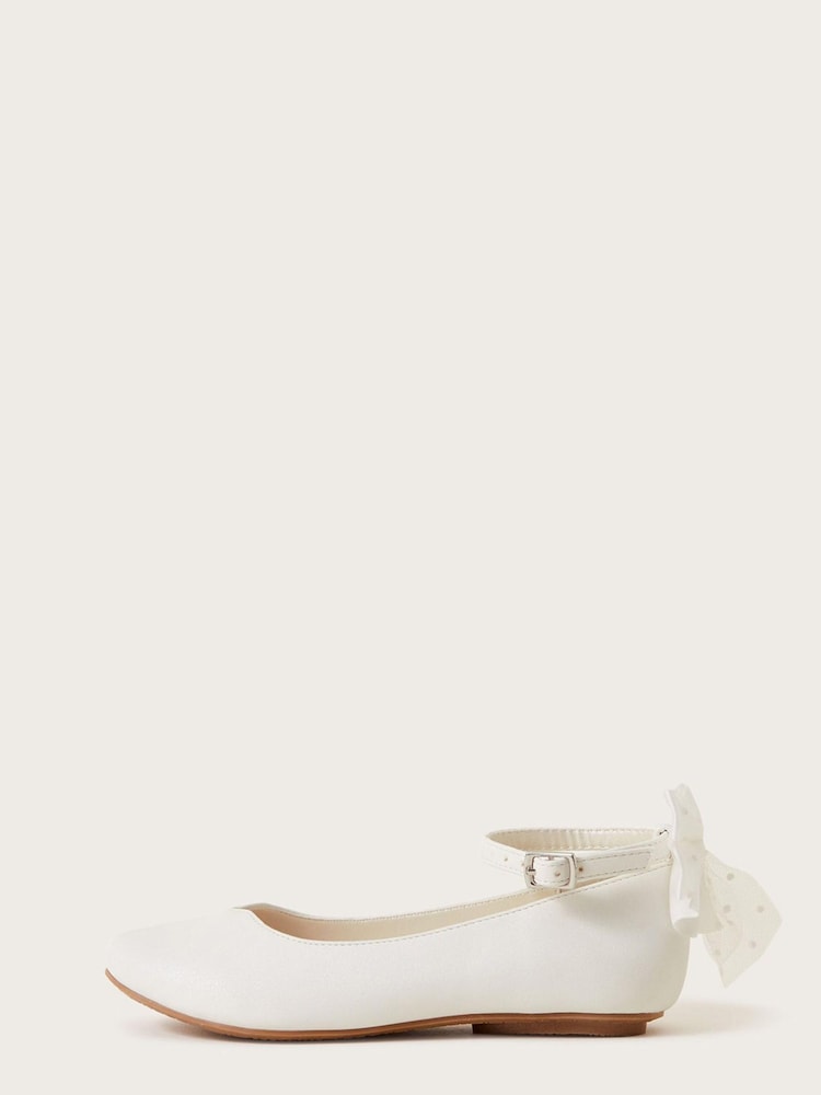 Monsoon White Spot Bow Communion Ballet Flats - Image 3 of 3 Monsoon White Spot Bow Communion Ballet Flats - Image 3 of 3
