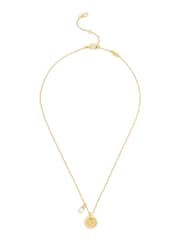 COACH Gold Signature C Textured Coin Pendant Necklace - Image 1 of 4