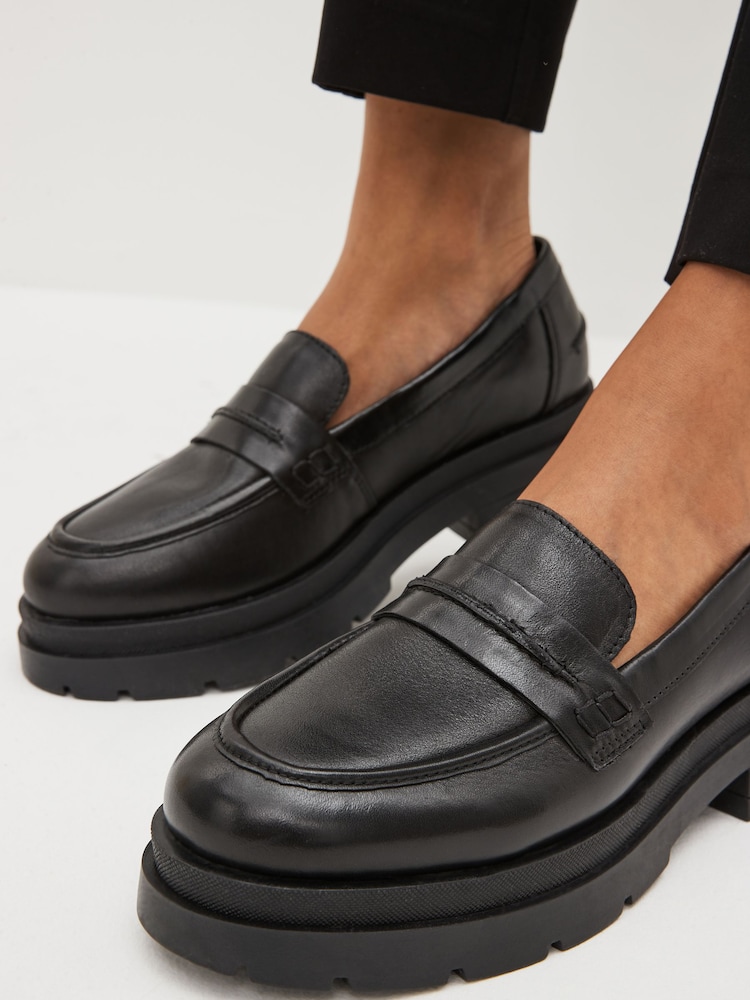 Black Forever Comfort® Leather Chunky Loafers - Image 2 of 8