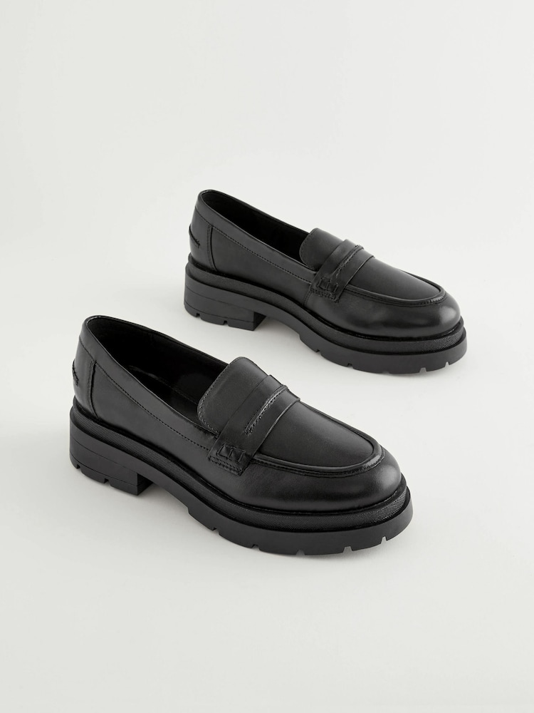 Black Forever Comfort® Leather Chunky Loafers - Image 3 of 8