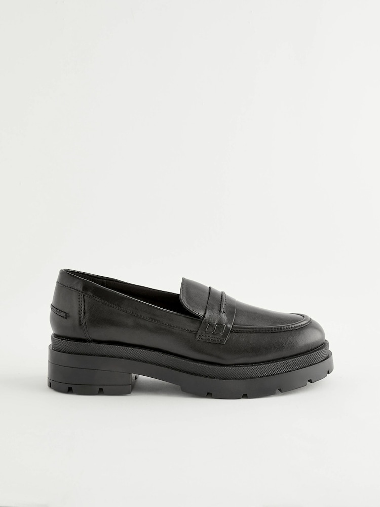 Black Forever Comfort® Leather Chunky Loafers - Image 4 of 8
