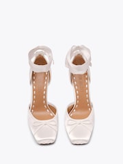 Steve Madden White Larina Satin Heeled Ballerina Sandals - Image 2 of 4