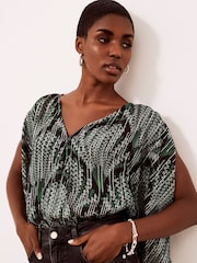 Mint Velvet Green Print Jacquard Top - Image 2 of 4