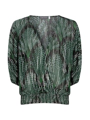 Mint Velvet Green Print Jacquard Top - Image 3 of 4