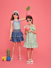 Monsoon Unicorn Print Frill Dress - Image 1 of 4