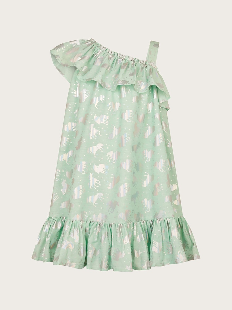 Monsoon Unicorn Print Frill Dress - Image 2 of 4