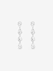 Jon Richard Silver Rhodium Plated Crystal Linear Pear Drop Earrings - Image 3 of 3
