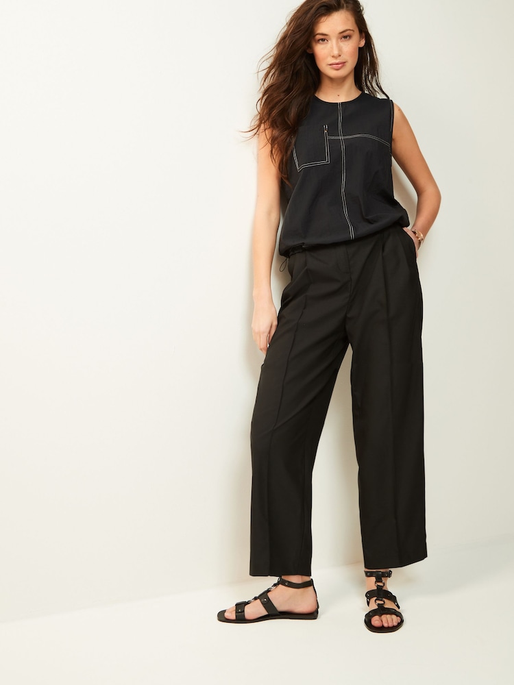 Black Utility Drawstring Crop Tank Top - Image 2 of 6