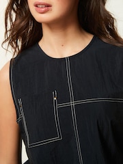 Black Utility Drawstring Crop Tank Top - Image 5 of 6