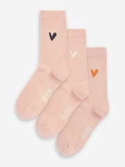 Caroline Gardner Pink Signature Heart Motif Crew Socks 3 Pack - Image 1 of 4