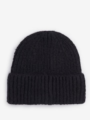 Barbour® International Aria Knited Black Beanie Hat - Image 2 of 3