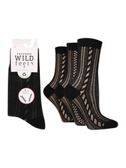 Wild Feet Black Cropped Fancy Ankle Socks 3 Pack - Image 3 of 4