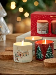 Red Festive Spice Scented Christmas Set of 3 Candle - Image 3 of 4