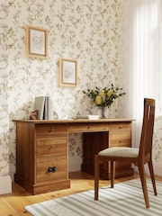 Laura Ashley Honey Gold Garrat 7 Drawer Desk - Image 1 of 6