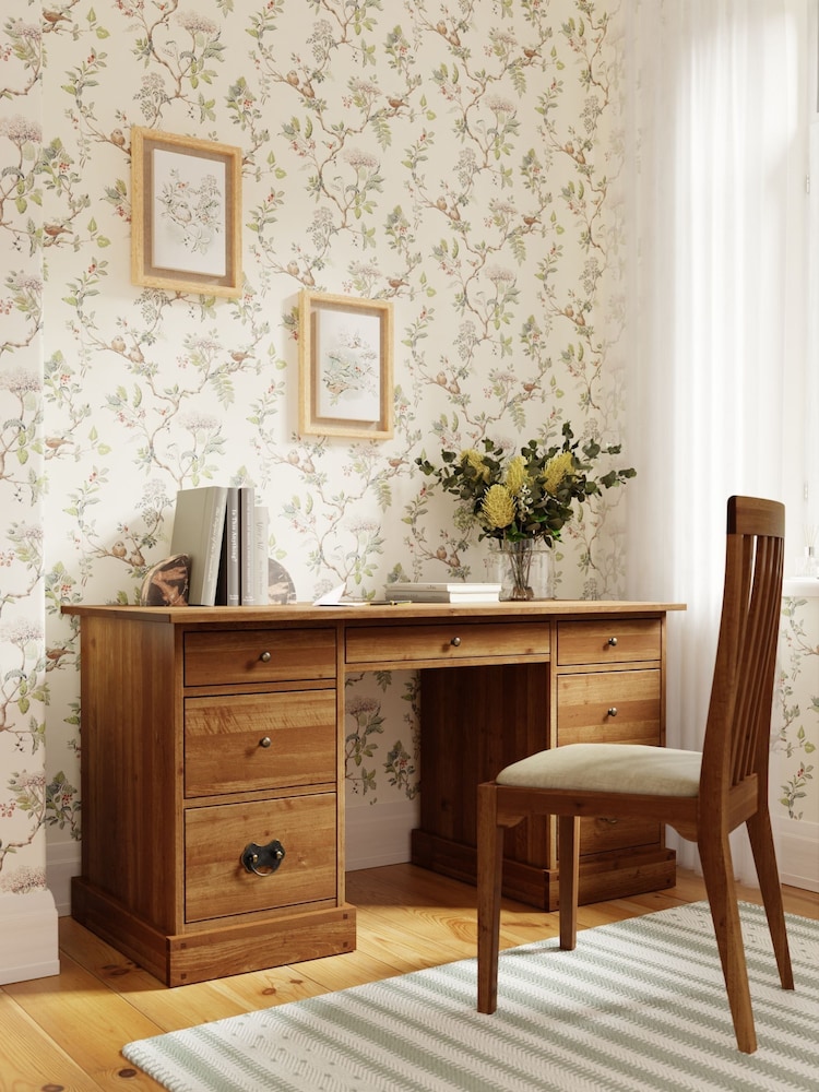 Laura Ashley Honey Gold Garrat 7 Drawer Desk - Image 1 of 6