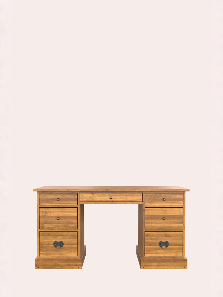 Laura Ashley Honey Gold Garrat 7 Drawer Desk - Image 2 of 6