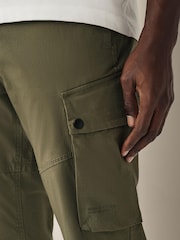 Khaki Green Slim Lightweight Stretch Cargo Utility Trousers - Image 5 of 10