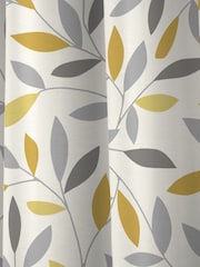 Fusion Yellow 100% Cotton Beechwood Leaves Eyelet Lined Curtains - Image 3 of 3