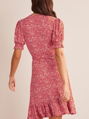 Boden Red Ruffle Wrap Jersey Mini Dress - Image 2 of 4