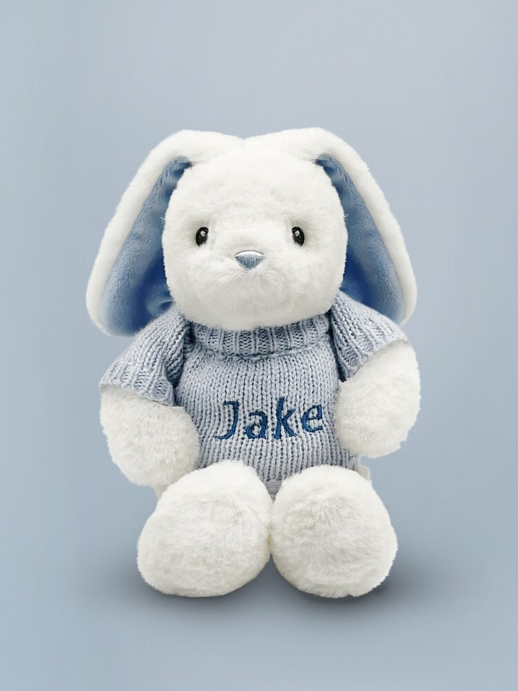 Babyblooms Blue Luxury Bouquet and Personalised 100% Cotton New Baby Bunny Soft Toy Gift - Image 6 of 6