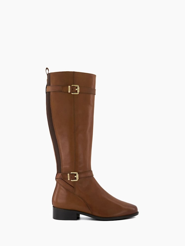 Dune London Natural Standard Fit Tepi Branded Trim Knee High Boots - Image 1 of 6