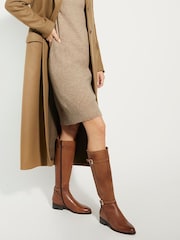 Dune London Natural Standard Fit Tepi Branded Trim Knee High Boots - Image 6 of 6