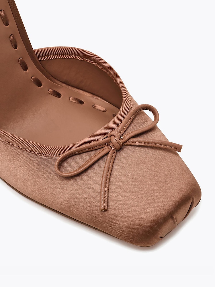 Steve Madden Brown Larina Satin Heeled Ballerina Sandals - Image 5 of 5 Steve Madden Brown Larina Satin Heeled Ballerina Sandals - Image 5 of 5