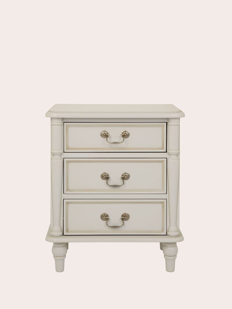Laura Ashley Dove Grey Clifton 3 Drawer Bedside Table - Image 2 of 4