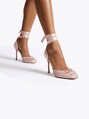 Steve Madden Fuchsia Pink Larina Satin Heeled Ballerina Sandals - Image 1 of 5