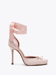 Steve Madden Fuchsia Pink Larina Satin Heeled Ballerina Sandals - Image 2 of 5