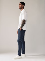 French Navy Blue Skinny Fit Stretch Chino Trousers - Image 3 of 9