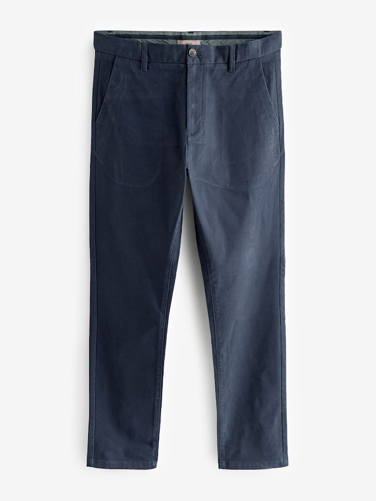 French Navy Blue Skinny Fit Stretch Chino Trousers - Image 6 of 9