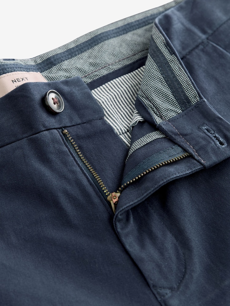 French Navy Blue Skinny Fit Stretch Chino Trousers - Image 7 of 9