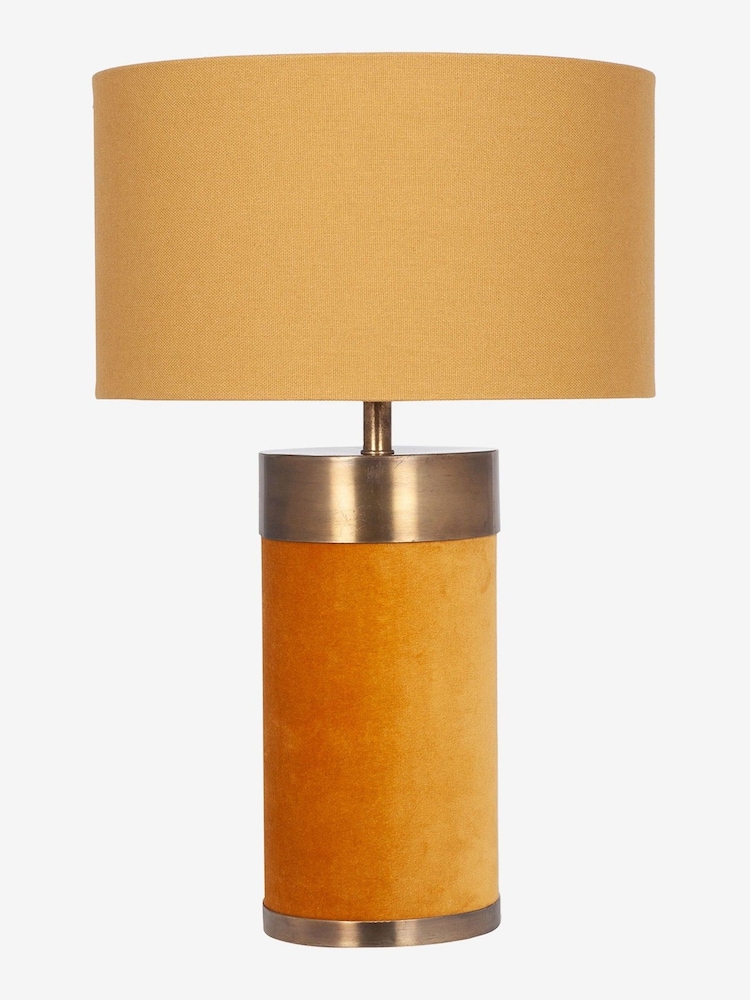 Pacific Yellow Dempsey Mustard Velvet and Antique Gold Table Lamp - Image 1 of 3