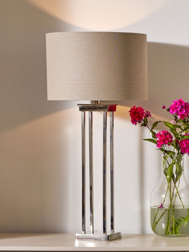 Pacific Silver Langston Nickel Column Table Lamp - Image 1 of 2