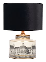Pacific Black Wren Black and Cream Print Ceramic Table Lamp - Image 3 of 4