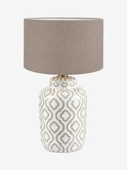 Pacific Cream Celia Taupe and White Pattern Ceramic Table Lamp - Image 1 of 4