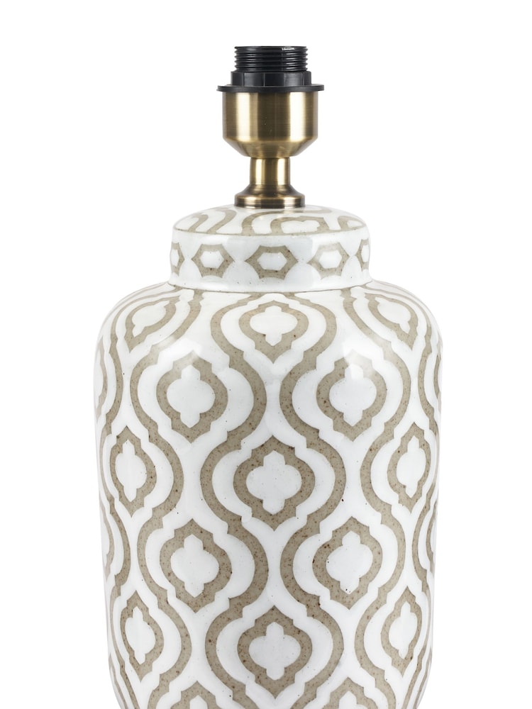 Pacific Cream Celia Taupe and White Pattern Ceramic Table Lamp - Image 2 of 4