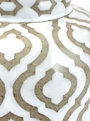 Pacific Cream Celia Taupe and White Pattern Ceramic Table Lamp - Image 3 of 4