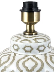 Pacific Cream Celia Taupe and White Pattern Ceramic Table Lamp - Image 4 of 4
