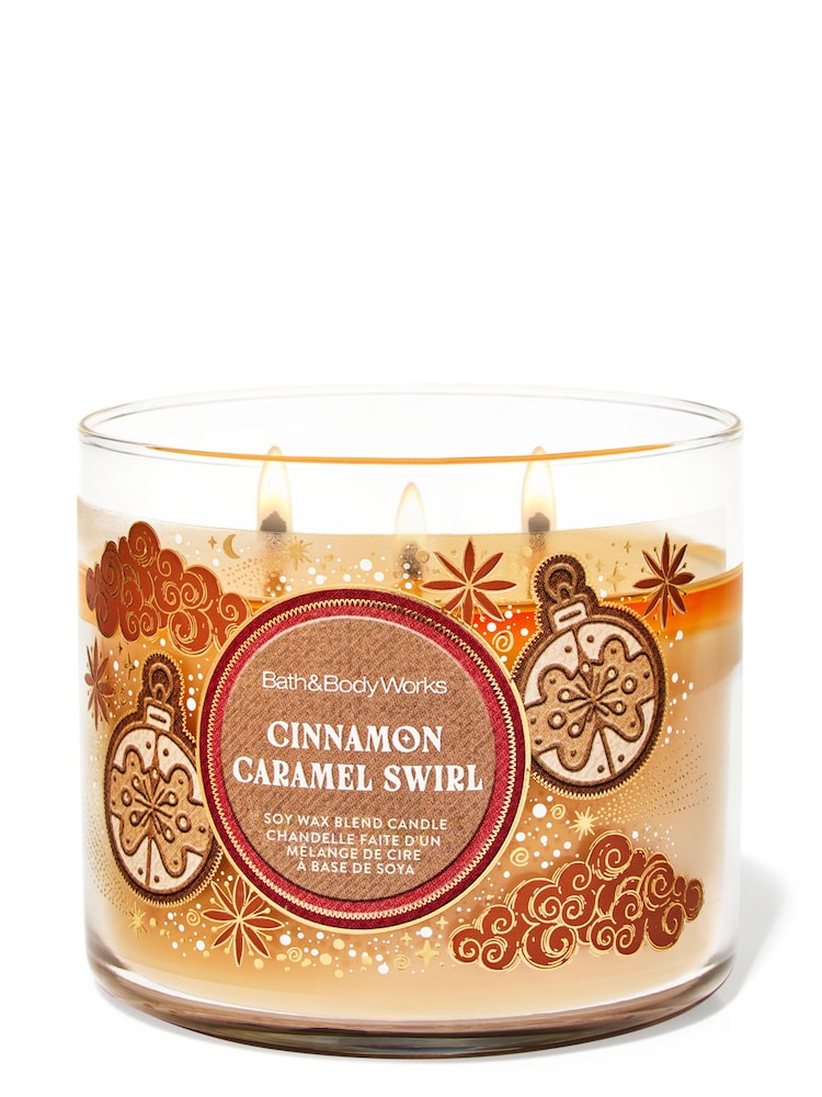 Bath & Body Works Cinnamon Caramel Swirl 3-Wick Candle 411g - Image 1 of 2 Bath & Body Works Cinnamon Caramel Swirl 3-Wick Candle 411g - Image 1 of 2