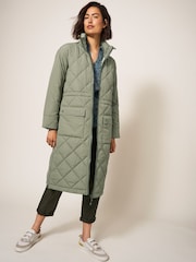 White Stuff Green Lorena Quilted Coat - Image 1 of 6