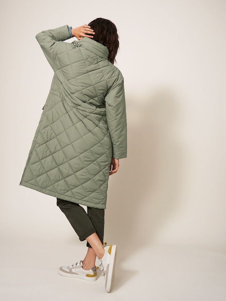 White Stuff Green Lorena Quilted Coat - Image 2 of 6