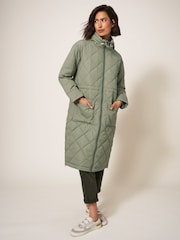 White Stuff Green Lorena Quilted Coat - Image 3 of 6