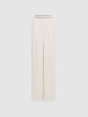 Reiss Neutral Abigail Wide Leg Elasticated Trousers - Image 2 of 5