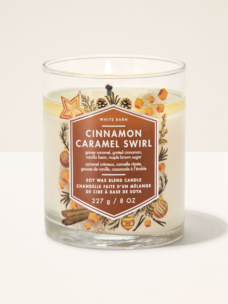 Bath & Body Works Cinnamon Caramel Swirl Signature Single Wick Candle 227g - Image 1 of 2 Bath & Body Works Cinnamon Caramel Swirl Signature Single Wick Candle 227g - Image 1 of 2