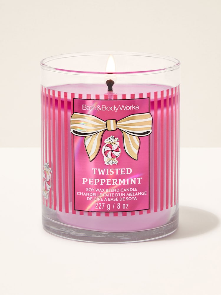Bath & Body Works Twisted Peppermint Signature Single Wick Candle 227g - Image 1 of 2